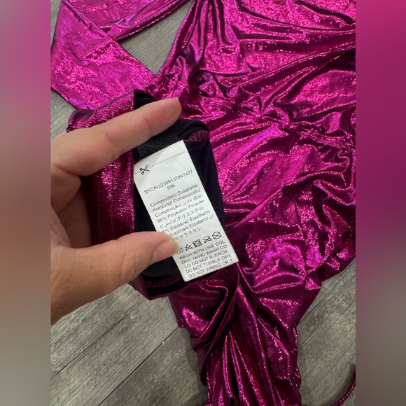 🌸BOUTIQUE pink metallic one shoulder dress ✨ - Picture 9 of 15